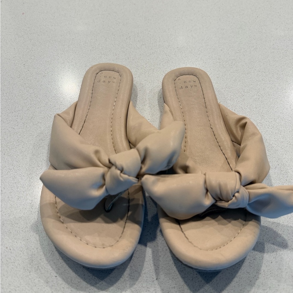 a new day Cream Bow Slide Sandals
